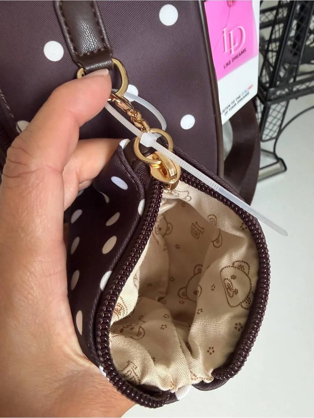 Polka Dot Backpack in Dark Plum with White Dots
